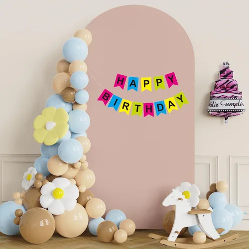 Miniatura 55 de Putros Cubierta de Arco de Boda 6 Pies Beige Spandex Ajustada Parte Superior Redonda Chiara Cubiertas de Soporte de Fondo para Decoración de Bodas