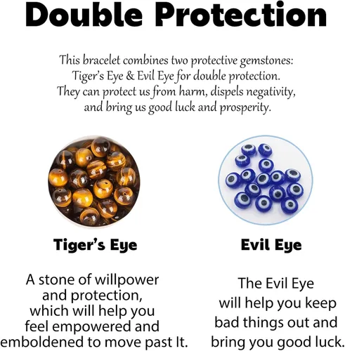 Miniatura 3 de HOHOTANG Pulsera contra el mal de ojo para hombre, pulsera de cuentas de piedra natural, amuleto de protección de la suerte para hombres, familiares