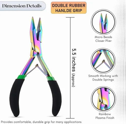 Miniatura 6 de Kit de herramientas de extensión de cabello — Alicates para cerrar cuentas + alicates para quitar cuentas + aguja de tracción Juego de instalación