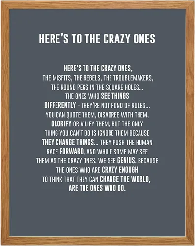 Miniatura 11 de GRANDE 11 x 14 – Here's to the Crazy Ones– Póster motivacional de arte de pared – Citas inspiradoras – Refranes inspiradores para decoración