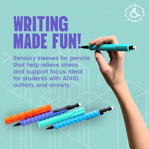 Miniatura 2 de Gyre & Gimble Fundas de Lápiz de Silicona Texturizada para Dedos Nerviosos Silenciosos – Transforma Tu Lápiz Mecánico en una Herramienta Sensorial