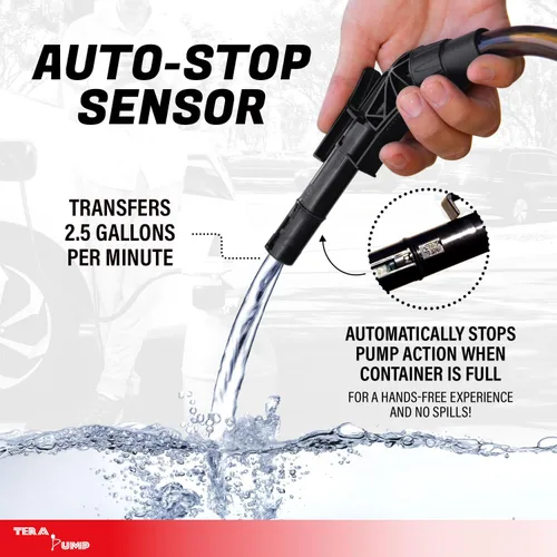 Miniatura 3 de TERA PUMP Bomba de combustible de gas resistente a la lluvia de próxima generación, manguera de vinilo de 4.25 pies de largo, bomba de sifón