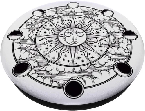 Miniatura 2 de Retro Vintage Sun And Moon Crescent Faces con fases de la luna PopSockets PopGrip: agarre intercambiable para teléfonos y tabletas