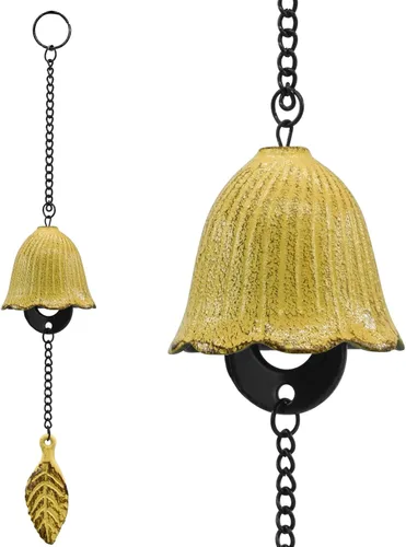 Miniatura 8 de Campanillas de viento de hojas japonesas, pequeño colgante de campana de viento para colgar en el exterior, de hierro fundido, adorno para bendecir
