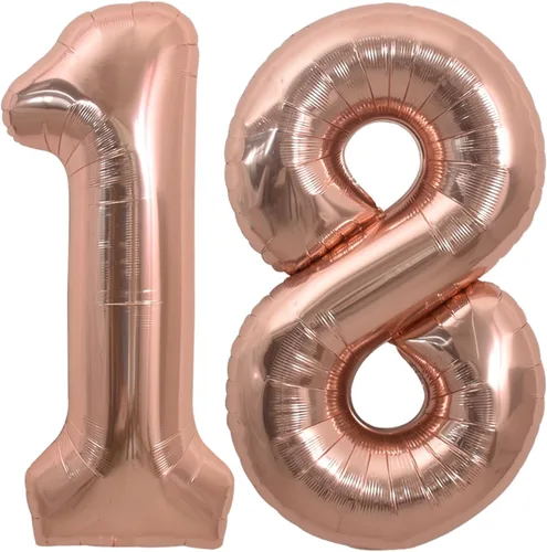 Miniatura 145 de TONIFUL 40 Inch Pastel Blue Number 8 Foil Balloons Large Mylar Foil Digital 8 Balloons for 8th Birthday, Gender Neutral Party, Baby Shower, Oro rosa