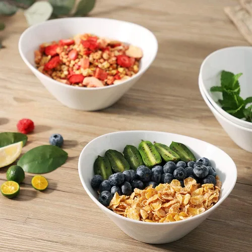 Miniatura 8 de Buyajuju Juego de 4 cuencos de ensalada de porcelana, 38 onzas, cuencos blancos de 8 pulgadas para cereales, sopa, ramen, aperitivos, arroz, horno