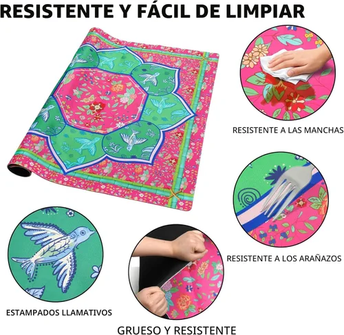 Miniatura 4 de Alfombrilla Mahjong con bolsa de transporte y 3 dados, 31.5 x 31.5 pulgadas, cubierta de mesa Mahjong con reducción de ruido, alfombrilla de juego