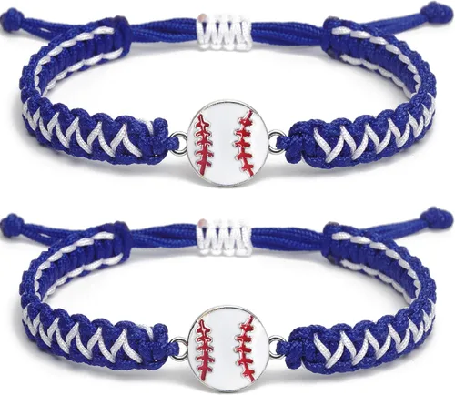 Miniatura 11 de Pulsera con dije de béisbol de 2 piezas de regalo para niños, niñas, adultos Joyería deportiva elegante Gran regalo de cumpleaños