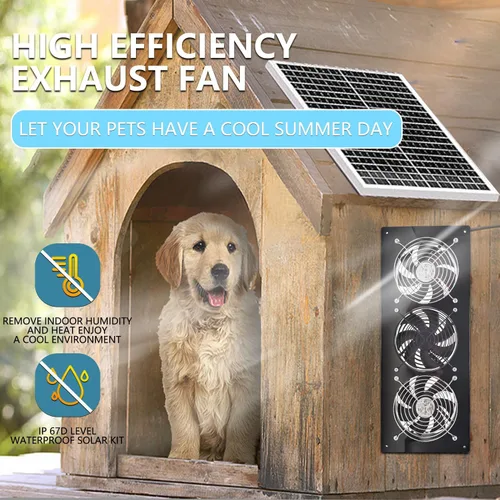 Miniatura 3 de Ventilador de escape solar, panel solar de 25 W con kit de 3 ventiladores de ventilación, ventilador alimentado por energía solar para cobertizo