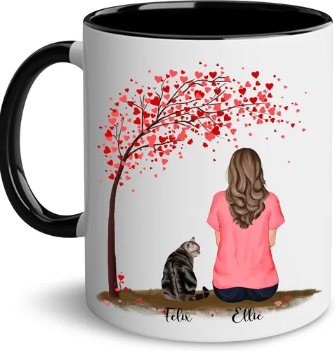WHIDOBE Taza personalizada de gato (1 gato) de 11 onzas, taza de 15 onzas para amantes de los gatos con avatar, gatito, nombres, regalo