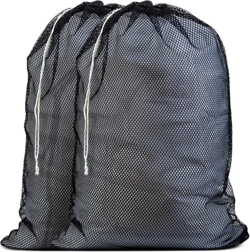 Miniatura 20 de Bolsa de lavandería de malla XL de Handy Laundry - Duradera, lavable a máquina con cierre de cordón seguro - Perfecta para dormitorios Negro