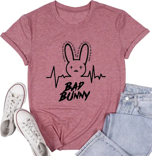 SFHFY Camiseta de conejo para mujer, divertida camiseta con gráfico de conejo, camiseta de Pascua con diseño de hip hop, camiseta de Pascua