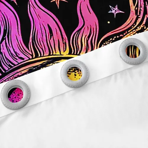 Miniatura 5 de Cortinas opacas con diseño de galaxia psicodélica, estilo bohemio, sol, luna, arcoíris, teñido anudado, 84 pulgadas de ancho x 63 pulgadas de largo