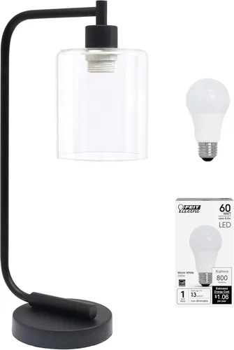 Miniatura 17 de Simple Designs LD1036-CHR Bronson Lámpara de Mesa de Linterna de Hierro Industrial Estilo Antiguo para Escritorio y Mesita de Noche con Pantalla