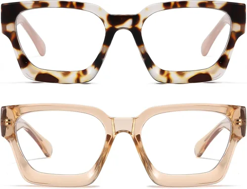 Miniatura 8 de Gafas de lectura de gran tamaño para mujer, estilo Oprah, lectores de computadora, gruesas, bloqueo de luz azul, con bisagra de resorte PT2007