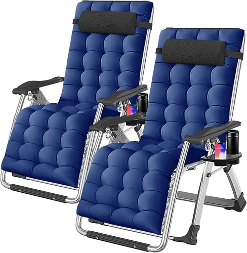 Miniatura 15 de Silla de gravedad cero, sillón reclinable de césped, tumbona reclinable para patio, tumbona plegable portátil con cojín suave desmontable, soporte