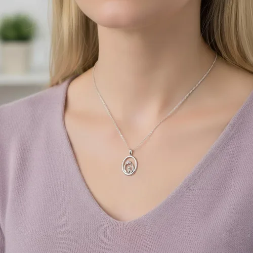 Miniatura 2 de Jewelili Collar con colgante de plata de ley para mamá y niños