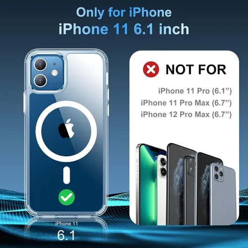 Miniatura 2 de jaroco Funda magnética para iPhone 11 con protector de pantalla, protección resistente, compatible con MagSafe, protección contra caídas de grado