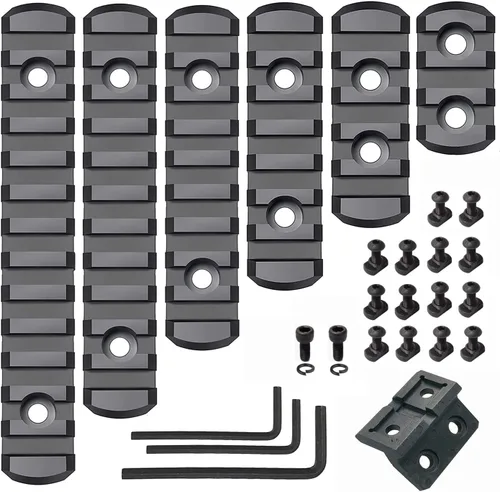 Miniatura 9 de Picatinny Rail de 3,5,7,9,11,13 ranuras para Mlok, sección de rieles de polímero más montaje desplazado con tuercas en T, tornillos y llave Allen