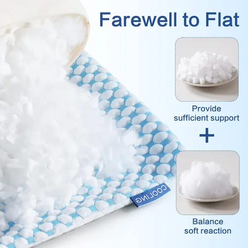 Miniatura 3 de EASELAND Almohadas firmes de espuma viscoelástica triturada con relleno ajustable, juego de 2 fundas de enfriamiento extraíbles para personas que