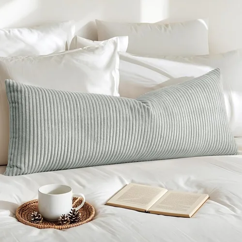 Miniatura 10 de Artscope Fundas de Almohada de Pana a Rayas Acogedoras Súper Suaves Decorativas Oblongas Fundas de Almohada Decorativa Funda de Cojín para Sofá