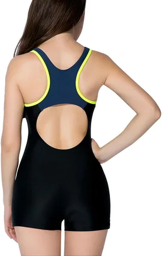 Miniatura 119 de beautyin - Traje de baño para mujer, traje de baño aeróbico y de competición de una pieza, estilo pantalón corto