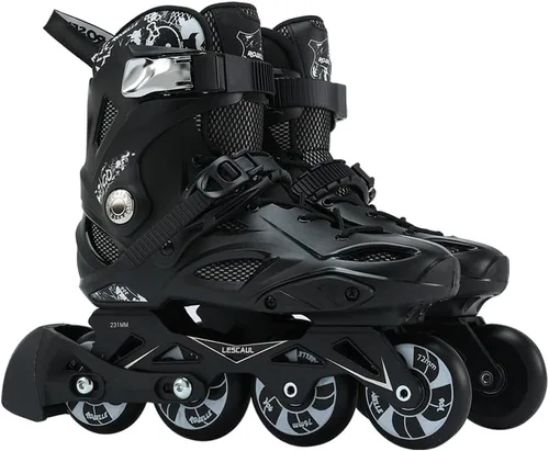 Patines profesionales en línea, unisex, para exteriores, para adultos, hombres y mujeres, niños y niñas (negro, talla 4-12)