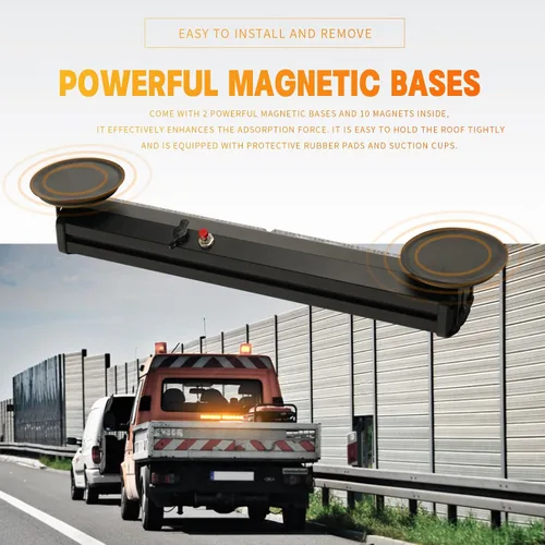 Miniatura 6 de Barra de luces estroboscópicas de emergencia alimentadas por batería, de 14 pulgadas, inalámbrica, mini luz LED intermitente de advertencia con base
