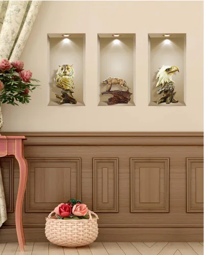 Miniatura 2 de Juego de 3 pegatinas de pared de arte 3D imagen extraíble decoración del hogar vinilo azulejos calcomanías mural