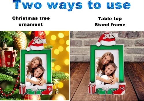 Miniatura 4 de FKOG 2025 Adornos de Árbol de Navidad con Marco de Fotos, Adornos Colgantes de Árbol de Navidad para Familia, Personas Mayores, Deportes, Escuela