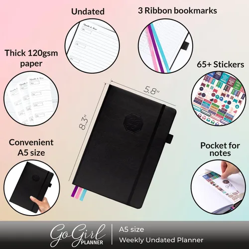 Miniatura 2 de GoGirl Agenda y organizador para mujer – Agenda semanal tamaño A5, diario de objetivos y agenda para mejorar la gestión del tiempo, la productividad