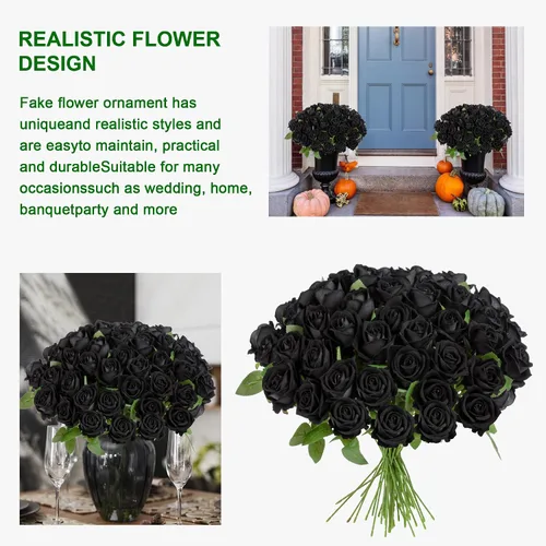 Miniatura 8 de Flores artificiales, rosas táctiles, ramo de rosas falsas, tallo de flores para centros de mesa de boda, corona de bricolaje, decoración del hogar