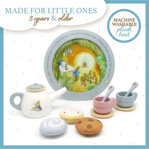 Miniatura 4 de Kids Preferred Beatrix Potter Peter Rabbit - Juego de té de madera para juego de simulación, 11 piezas