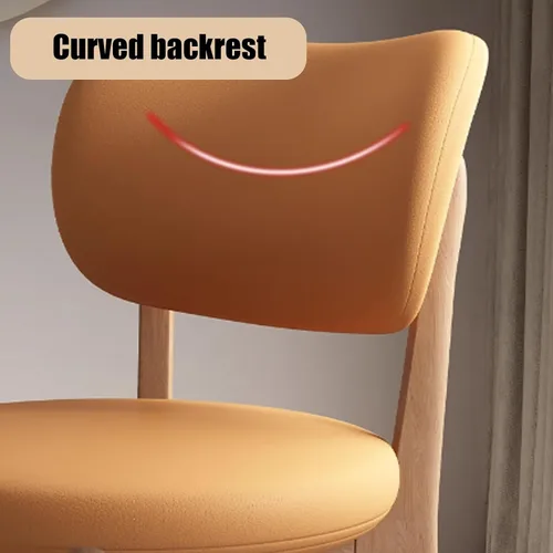 Miniatura 4 de Juego de 2 sillas de comedor tapizadas de cuero suave, sillas de comedor de madera maciza, con asiento acolchado y patas de madera para cocina, sala