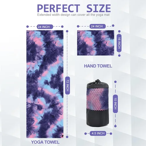 Miniatura 8 de Eunzel Paquete de 2 Toallas de Yoga, Toalla para Esterilla de Yoga Caliente con Puntos de Agarre Absorbente de Sudor Antideslizante para Yoga Z