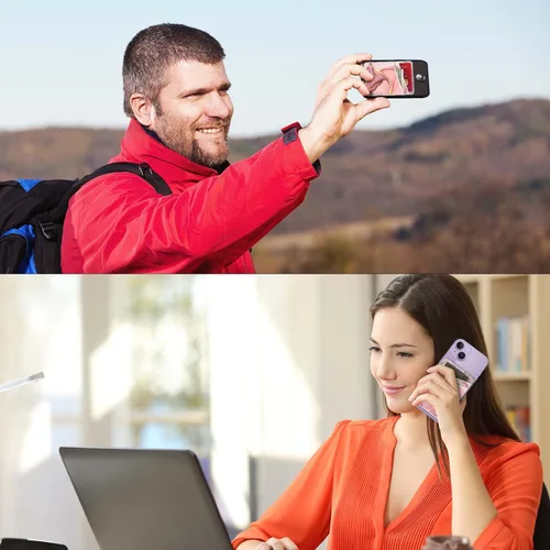 Miniatura 5 de Cartera de cuero para teléfono con tarjetero para teléfono, adhesivo para teléfono con adhesivo, elegante funda para tarjetas de crédito, adecuado