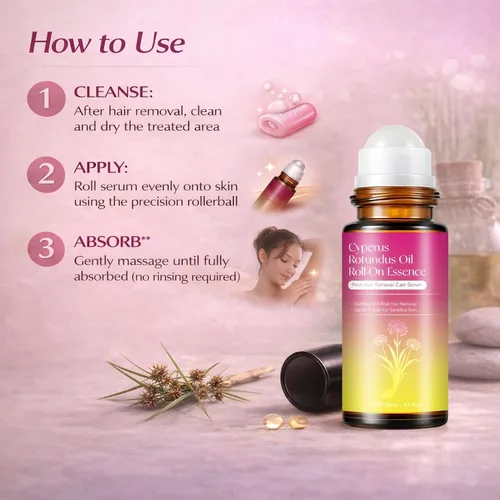 Miniatura 6 de Suero calmante enrollable para después de la depilación con aceite Cyperus Rotundus, 2.1 fl oz (2.0 fl oz), bola enrollable suave sin desorden