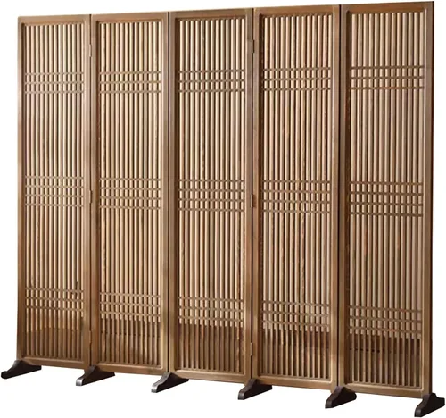 Miniatura 11 de 2 3 4 5 6 8 10 paneles de madera para pared de división de habitación, pantallas de privacidad plegables con base desmontable, para el hogar, hotel