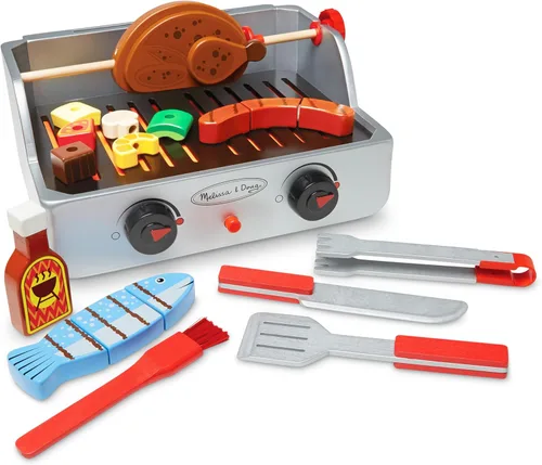 Miniatura 4 de Melissa & Doug Juego de Comida de Juguete de Barbacoa de Madera con Asador y Parrilla (24 piezas)