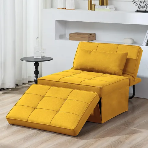 Miniatura 9 de BIGSYY Sofá Cama, 4 en 1 Otomana Plegable Multifunción de Lino Transpirable Cama Sofá con Respaldo Ajustable Silla Convertible Moderna para Sala