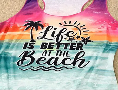 Miniatura 4 de Sun Sand and in My Hand - Camiseta sin mangas para mujer, diseño de verano hawaiano, playa, camiseta sin mangas, linda camiseta sin mangas