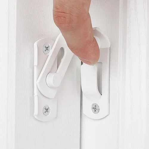 Miniatura 8 de INIRET Paquete de 4 cerraduras de puerta de granero con tapa de 90 grados, protege la privacidad y seguridad, pestillo de bloqueo de gancho