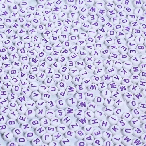 Miniatura 18 de Cuentas de letras acrílicas doradas para pulseras, cuentas redondas, 0.157 x 0.276 pulgadas, 1200 unidades, para kit de fabricación de joyas