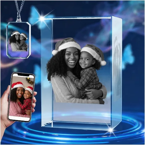 Miniatura 10 de Marco de fotos de cristal 3D personalizado grabado grabado personalizado impresiones de fotos de vidrio regalos de Navidad cubos de fotos gran