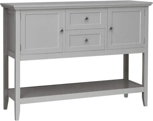 Miniatura 9 de Giantex Aparador de buffet, armario de almacenamiento de madera, mesa consola con estante de almacenamiento, 2 cajones y armarios, muebles de sala