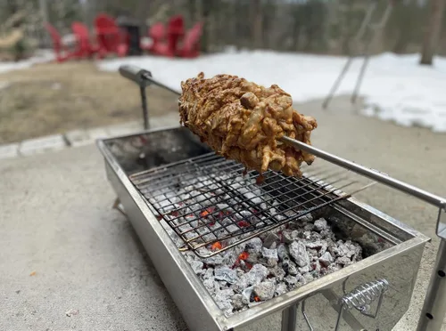 Miniatura 6 de Asador eléctrico portátil – Asador de asador de barbacoa de acero inoxidable, altura y velocidad ajustables, cocina al aire libre para campamento