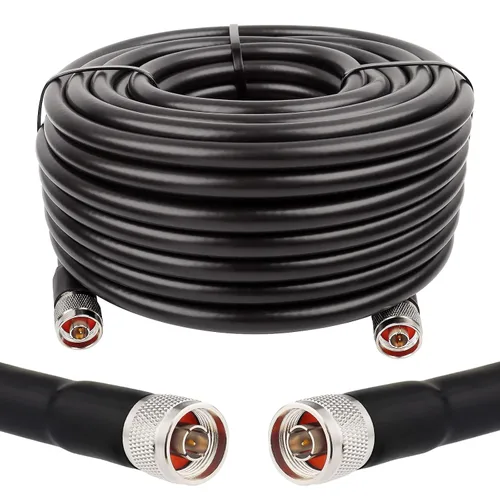 Miniatura 12 de XRDS -RF Cable de extensión coaxial macho N a N macho de 2 pies, baja pérdida KMR400 tipo N