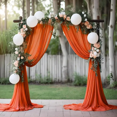 Miniatura 8 de DUOBAO Cortina de gasa naranja transparente de 10 pies, 2 paneles de 29 x 120 pulgadas, cortinas de tela de gasa para ceremonia de boda, cortinas