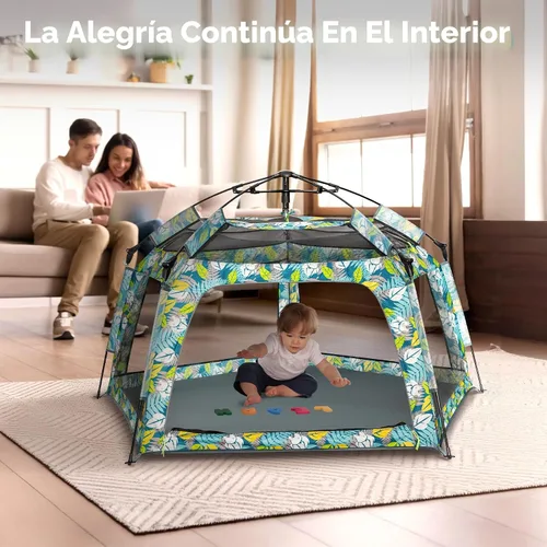 Miniatura 5 de Tienda de campaña desplegable para bebés, tienda de campaña para exteriores e interiores para playa con toldo, bolsa de viaje, patio de juegos Bosque