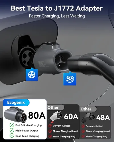 Miniatura 2 de Ecogenix Adaptador de carga Tesla a J1772 (máximo 80 A, 240 V), adaptador NACS a J1772, adaptador J1772 EVs, compatible con conector de pared Tesla